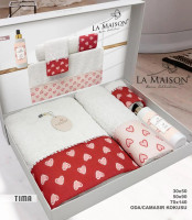 Набір рушників La Maison Tima з 3 шт. 30х50 см + 50х90 см + 70х140 см з парфумом із сердечками