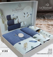 Набір рушників La Maison Vera blue з 3 шт. 30х50 см + 50х90 см + 70х140 см з парфумом