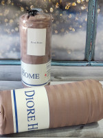 Сатинове простирадло на гумці Diore Home 160x200+30 см з наволочками коричнева