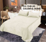 Покрывало велюровое Colorful Home 210x230 см с наволочками, модель CH - 1348 - 40 кремовое