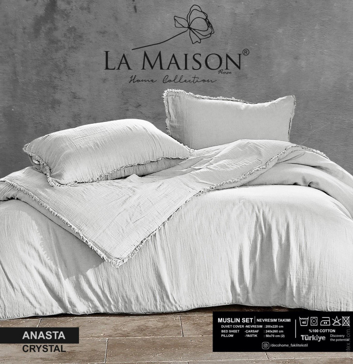 Постільна білизна La Maison муслін Anasta молочне євро