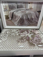 Покрывало гобеленовое Dantela Vita Adelina pudra 260x260 см с наволочками Покрывало гобеленовое Dantela Vita Adelina pudra 260x260 см с наволочками