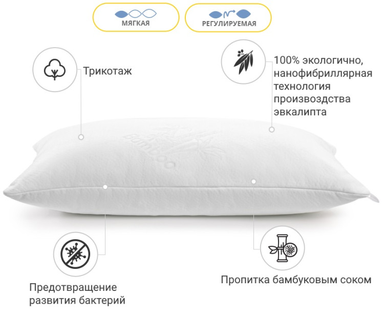 Подушка антиалергенна з Евкаліптом Mirson Julia 40x60 см, №763 м'яка