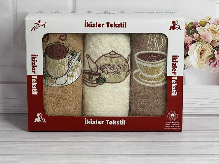 Набор кухонных махровых полотенец Ikizler из 3 шт.40x60 см, модель 16