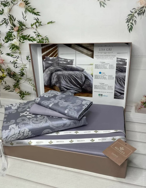 Постельное белье Belizza Lisa Gri сатин-жаккард евро