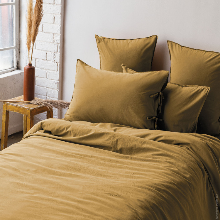 Постельное белье Issimo Home Stonewash Savanna brown poplin евро
