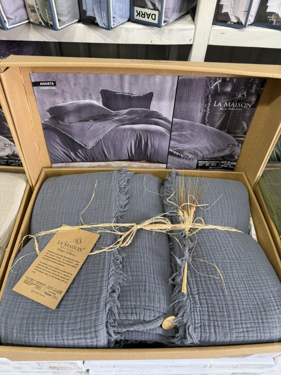 Постільна білизна La Maison муслін Anasta charcoal євро