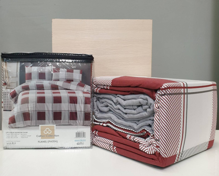 Постельное белье Cotton Collection фланель модель 52 полуторное