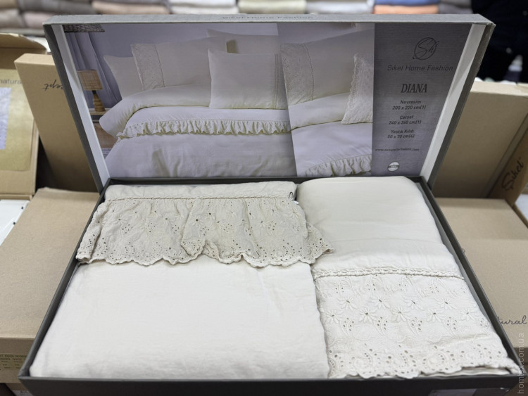 Постільна білизна варений сатин Sikel Diana світло-бежевий євро