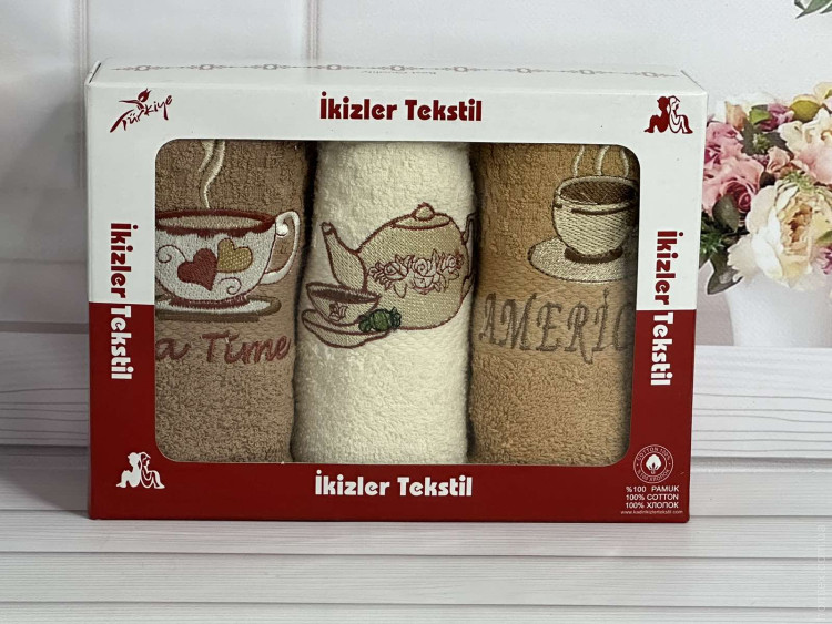 Набор кухонных махровых полотенец Ikizler из 3 шт.40x60 см, модель 17