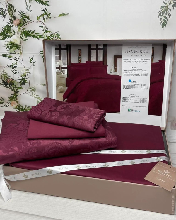 Постільна білизна Belizza Lisa Bordo сатин-жаккард євро