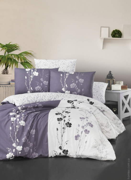 Постельное белье First Choice Carmelia lilac ранфорс de luxe евро