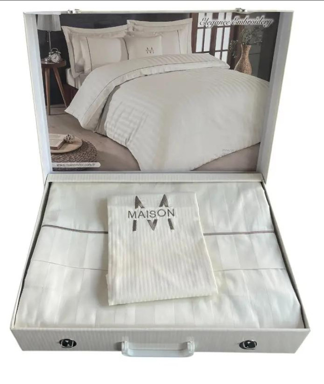 Постільна білизна Maison Dor Maison сатин-страйп Deluxe Elegance Ekru євро