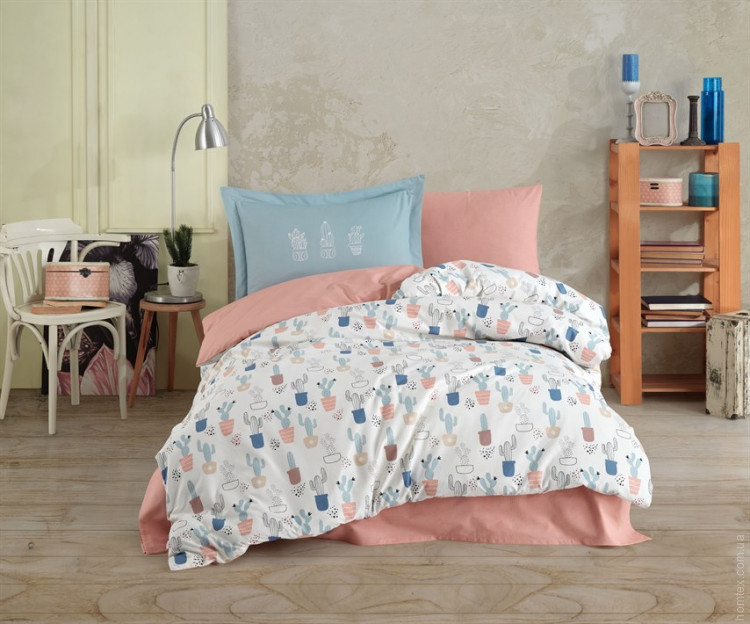 Постельное белье  Hobby Poplin Paradise голубой полуторный