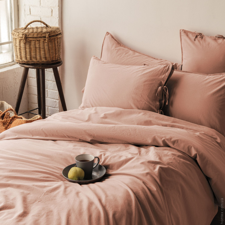 Постельное белье Issimo Home Stonewash Savanna apricot poplin евро 