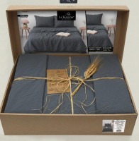 Постельное белье вареный хлопок La Maison Mariella charcoal евро