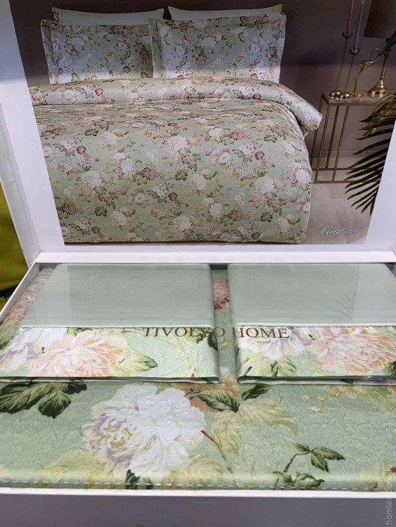 Постельное белье Tivolyo Home Angelika green евро