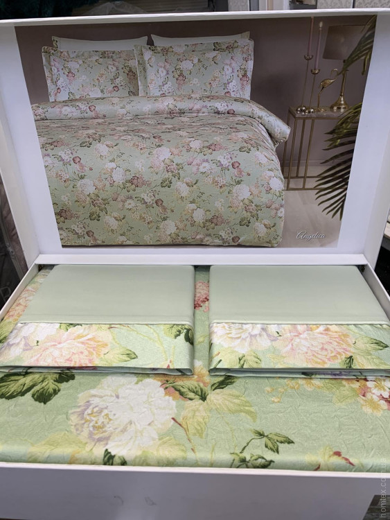 Постельное белье Tivolyo Home Angelika green (зеленое) евро