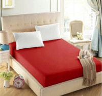 Простынь на резинке Almira mix Красная фланель премиум 120х200+30 см