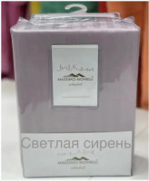 Простынь на резинке с наволочками Massimo Moneli сатин-страйп лиловая 160х200 +30 см