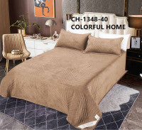 Покрывало велюровое Colorful Home 210x230 см с наволочками, модель CH - 1348 - 40 бежевое