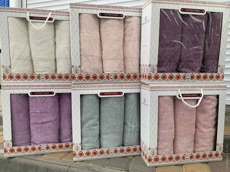 Набор махровых полотенец Gold Soft Life из 3-х штук 50х90 см - 2 шт+ 70х140 см - 1 шт, кремовый