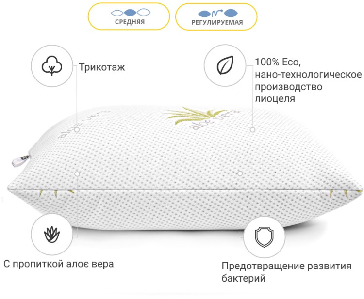 Подушка з Тенсель антиалергенна Dorotea Modal 60x60 см, №722, середня