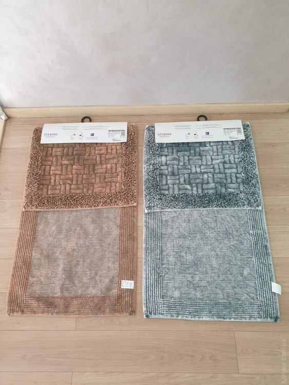 Набор хлопковых ковриков для ванной Zeron Vintage Mosaic из 2-х штук 50х60 см + 60х100 см серый