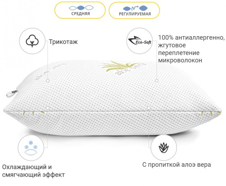 Подушка антиаллергенная Mirson Dorotea Eco-Soft 50x70 см, №734, средняя