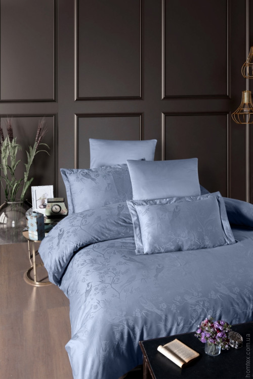 Постельное белье жаккард First Choice Stesha dusty blue евро 