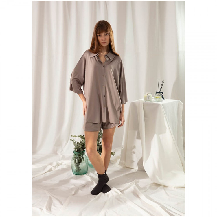 Пижама (рубашка + шорты) Penelope Fou vizon темно-бежевая L