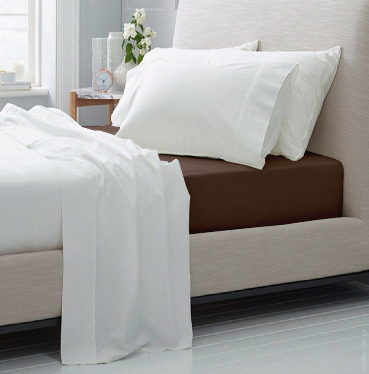 Простирадло Mirson 19-1217 Chocolate Perla бязь 140x200 см на гумці по периметру