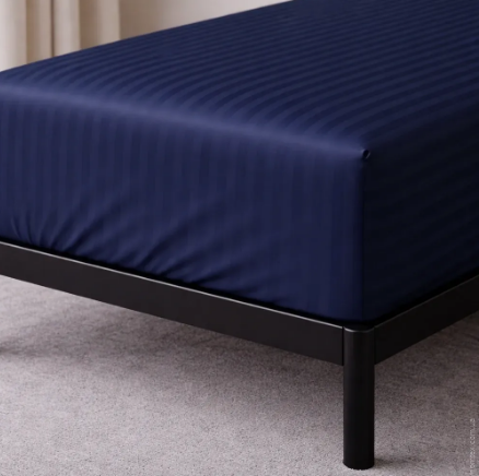 Простирадло натяжне U-tek сатин Boston Royal Blue Stripe 160x200+30 см