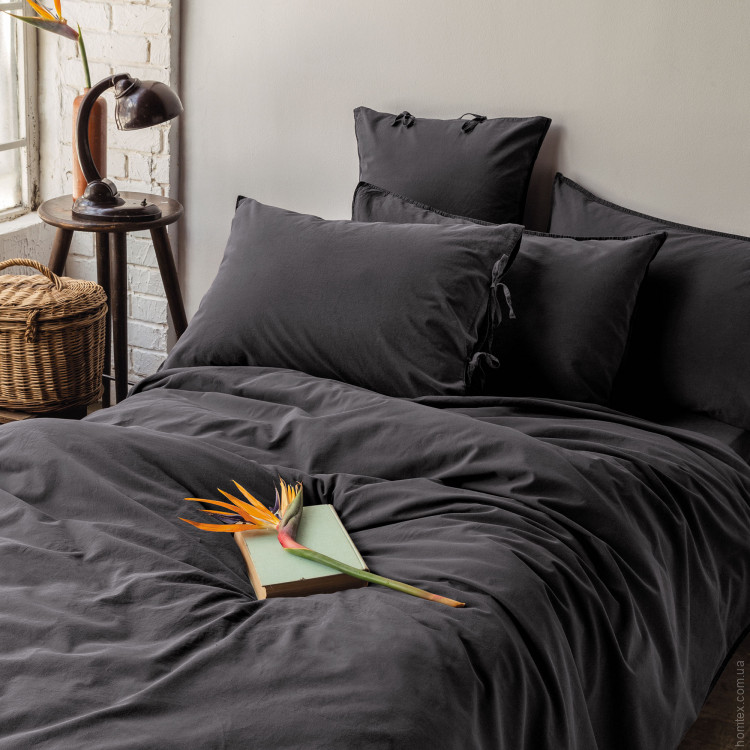 Постельное белье Issimo Home Stonewash Savanna blacky poplin евро