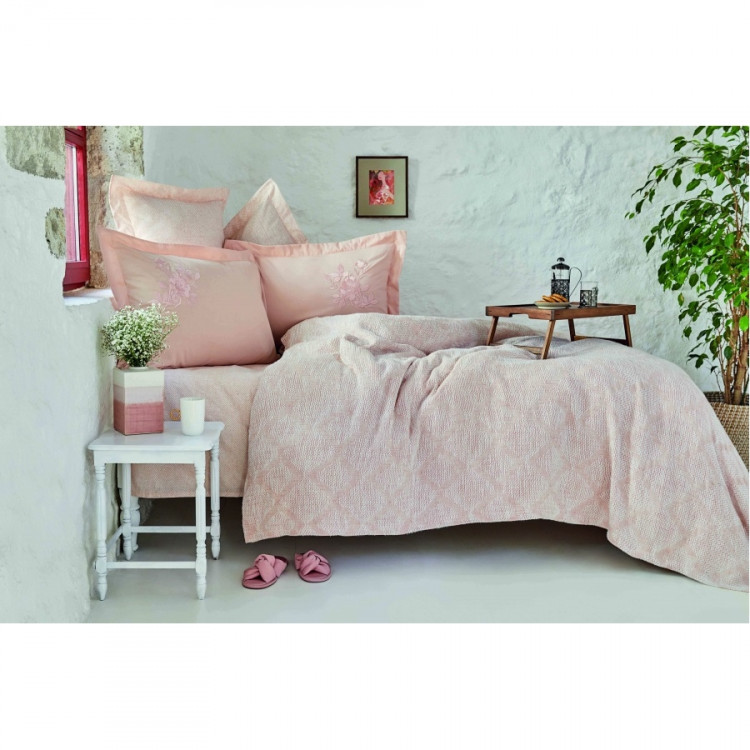 Постельное белье Karaca Home - Miracle blush розовый pike jacquard 200х220 см евро