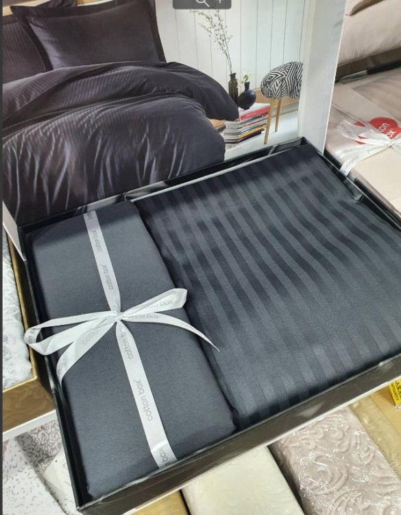 Постільна білизна Cotton Box Elegant stripe Antrasit євро