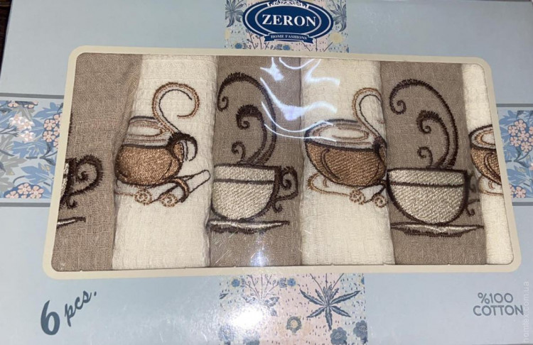 Набор кухонных полотенец Zeron Coffee V6 40х60 см из 6 шт