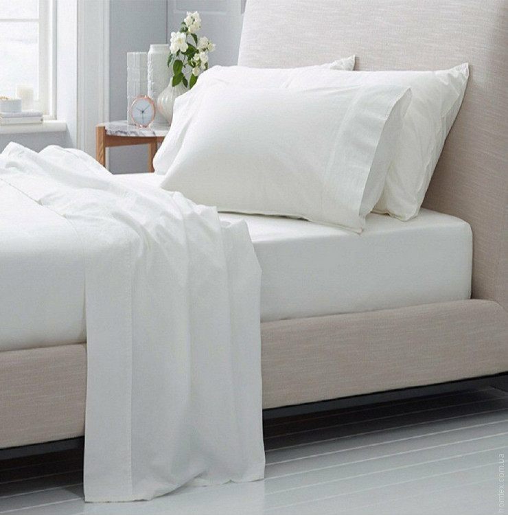 Простирадло Mirson 11-2107 White бязь 200x200 см на гумці по периметру