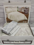 Покрывало акриловое с кружевом Estima Home 220x240 см с наволочками серое