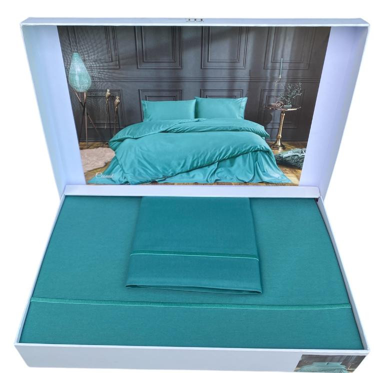 Постельное белье Tivolyo Home Casual сатин люкс изумрудное полуторное