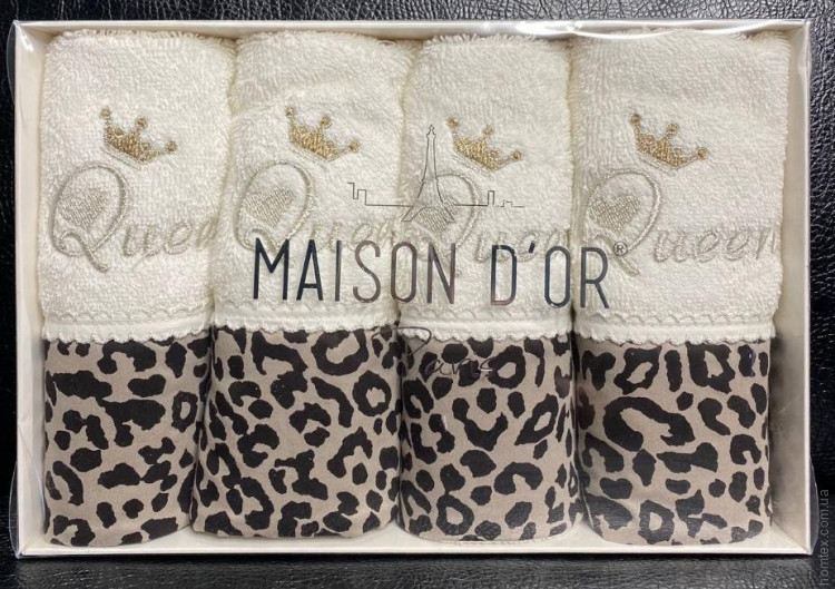 Набір махрових рушників Maison Dor Paris Queen ecru - brown 30х50 см з 4-х штук