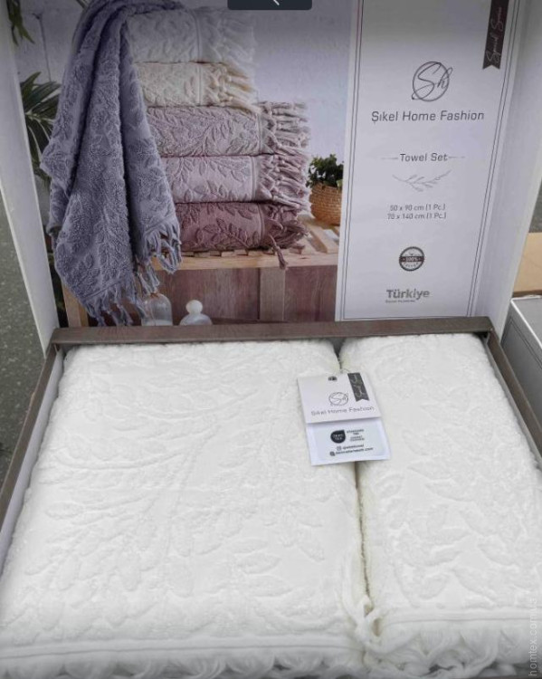 Набір махрових рушників Sikel жакард Towel Set з 2 шт. 50×90 см + 70×140 см., модель 1