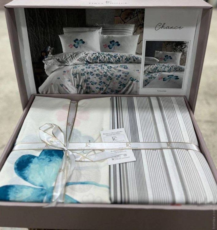 Постельное белье First Choice Chance turquoise ранфорс de luxe евро
