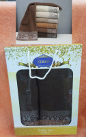 Набор махровых полотенец 50х90+70х140 см (TM Zeron) темно-коричневый
