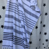 Пляжное полотенце хлопок/махра 172х90 см., в белую- серую полоску с бахромой