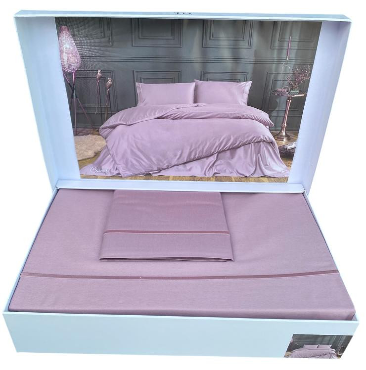 Постельное белье Tivolyo Home Casual сатин люкс лиловое полуторное