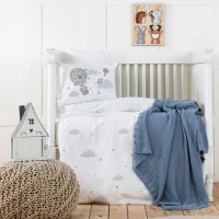 Постельное белье Karaca Home Elephant Sky mavi комплект в детскую кроватку из 5 предметов