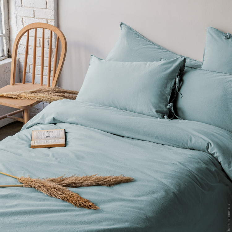 Постельное белье Issimo Home Stonewash Savanna mint poplin евро 