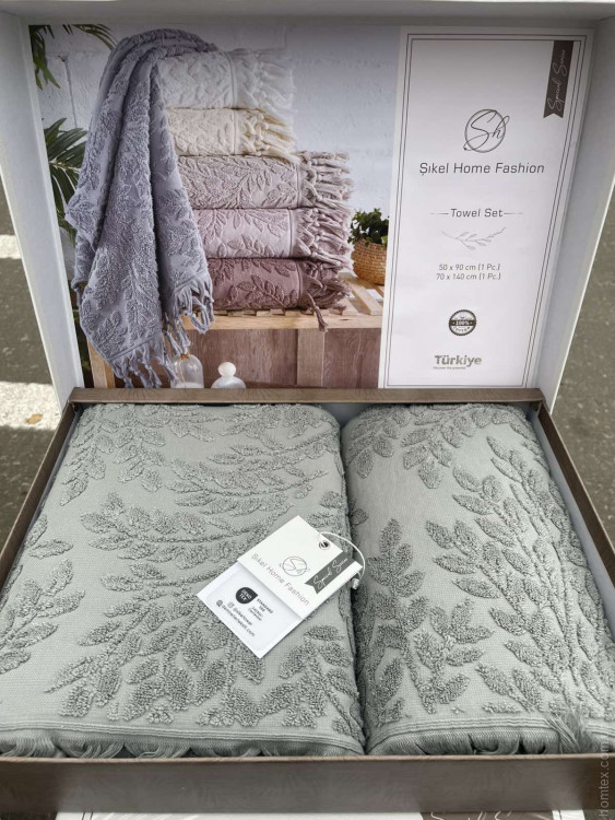 Набір махрових рушників Sikel жакард Towel Set з 2 шт. 50×90 см + 70×140 см., модель 2