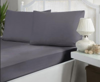 Простирадло сатинова на резинці First choice quick silver 180x200+30 см з наволочками